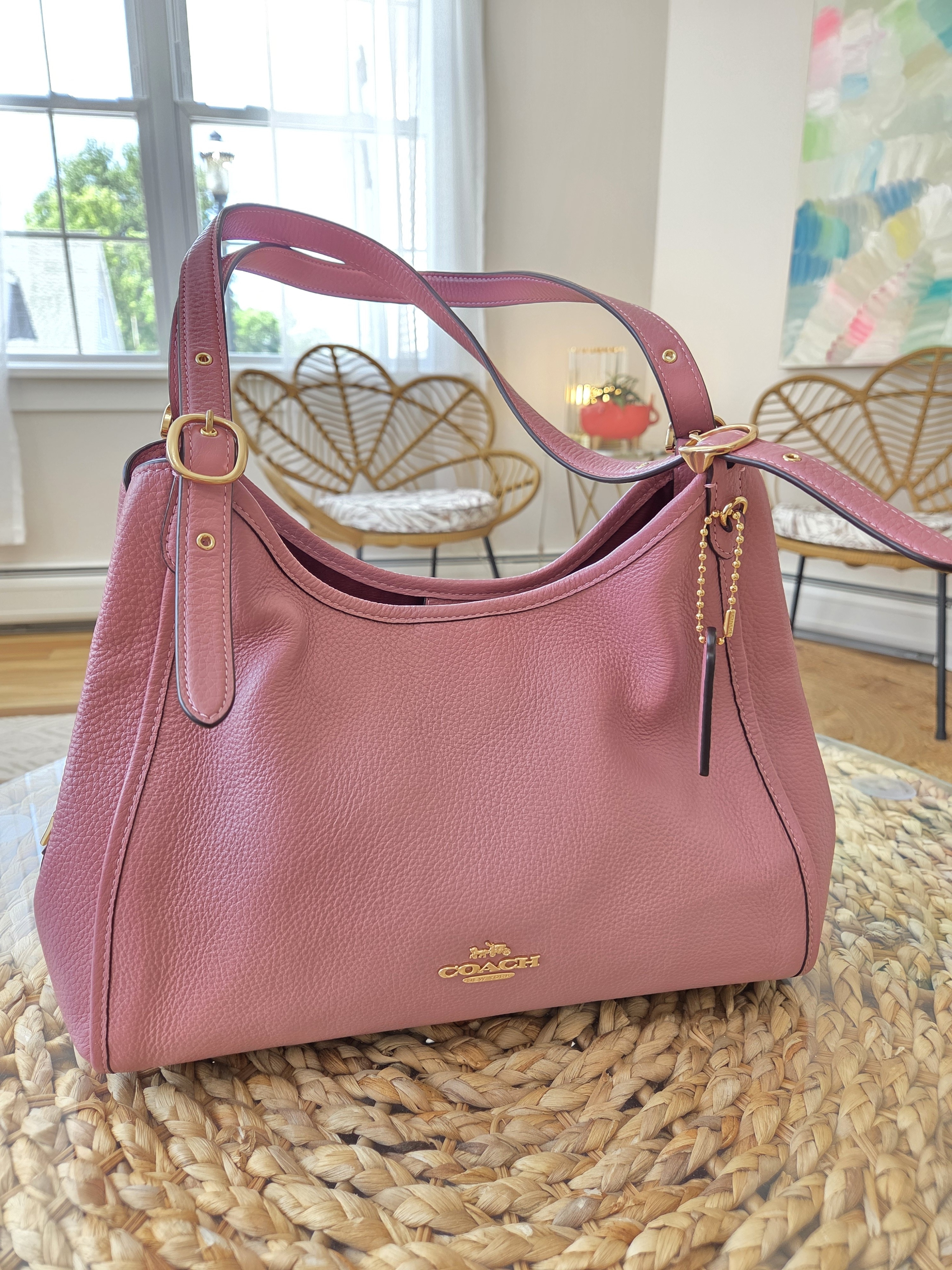 Coach Pebbled Leather Erin Bag In Peony Pink